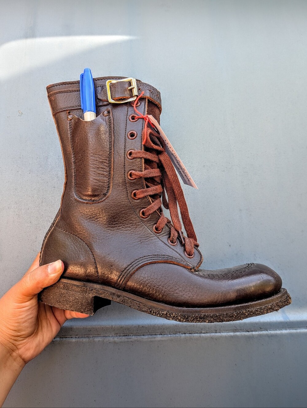 Vintage Leather Boots W/ Knife Holder